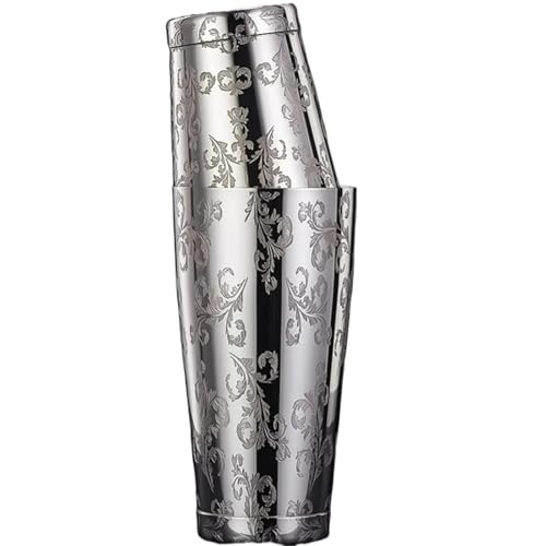 Cocktailshaker Bar Cocktail Shaker Boston Shaker Edelstahl Gravur Shaker Bar Zubehör Barkeeper Werkzeuge Für Zuhause Und Bar Barzubehör(A3 silver) von RLVYTA