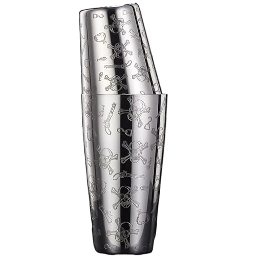 Cocktailshaker Bar Cocktail Shaker Boston Shaker Edelstahl Gravur Shaker Bar Zubehör Barkeeper Werkzeuge Für Zuhause Und Bar Barzubehör(A5 silver) von RLVYTA