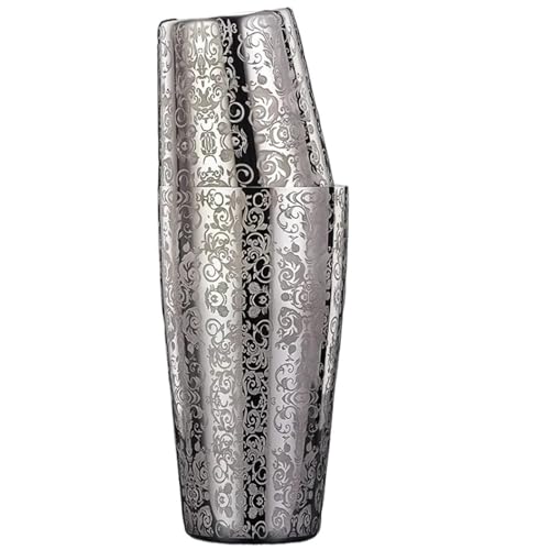 RLVYTA Cocktailshaker Bar Cocktail Shaker Boston Shaker Edelstahl Gravur Shaker Bar Zubehör Barkeeper Werkzeuge Für Zuhause Und Bar Barzubehör(A1 Silver) von RLVYTA