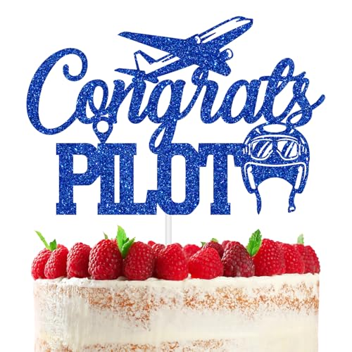 Congrats Pilot Cake Topper, Future Pilot / USAF Cake Decor, Class of 2024 Air Force Academy Graduation Party Decoration Supplies, Black Glitter von RLXPT