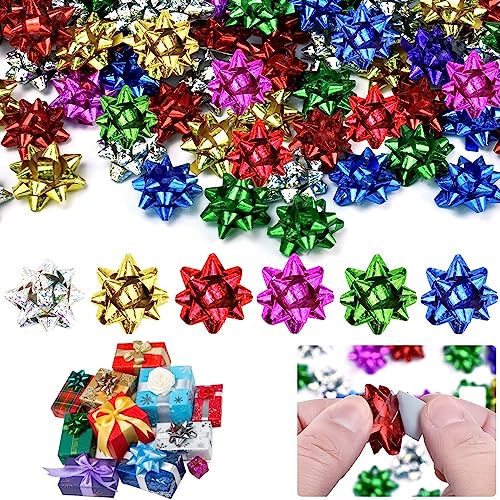 RMENOOR 50 Stück Geschenkschleifen Selbstklebend Geschenk Schleifen Bunt Dekoschleifen Ziehschleifen Weihnachtsschleifen Christmas Bows Geschenkbänder für Weihnachten Geschenkverpackung Deko(1.5 Zoll) von RMENOOR