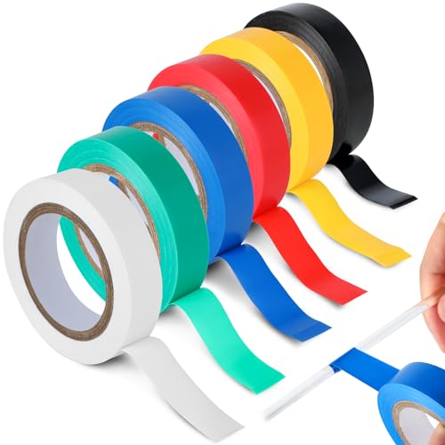 RMIVEGLIA 6er Pack isolierband farbig set, electrical tape, 16 mm x 15 m, insgesamt 90 m, wasserfestes klebeband, Ideal zum Spleißen von Draht- und Kabelisolierungen. von RMIVEGLIA