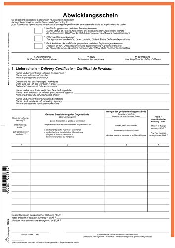 Nato Abwicklungsschein A4 von RNK - Verlag