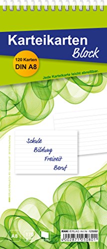 RNKVERLAG 125080 - Karteikartenblock liniert, mit 120 DIN A8 Karteikarten, weiß von RNKVERLAG