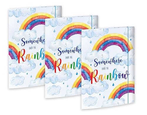 RNKVERLAG 46331-3 - Sammelmappe Over the Rainbow 240 x 330 mm, 3 Stück, DIN A4, mit Gummizugverschluss von RNKVERLAG