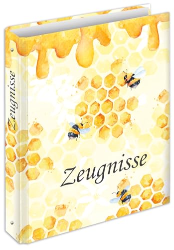 RNKVERLAG 46819 - Zeugnisringbuch Honey, für DIN A4 Formate, mit 4 Ring-Mechanik, Gelb, 1 Stück von RNKVERLAG