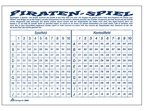 RNKVERLAG 5809 - Spielblock Piraten-Spiel / Schiffe versenken, 50 Blatt, DIN A5 quer, 1 Stück von RNKVERLAG