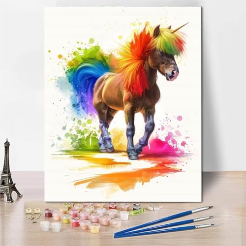 Malen Nach Zahlen Bastelset Erwachsene, Anfänger Malen Nach Zahlen zur Colorful Horse Bastelset Erwachsene Frauen Malen Nach Zahlen für Kinder Pinsel und Acrylfarben, 100x130cm Heimdekoration 5243-7 von RNXAOPEN