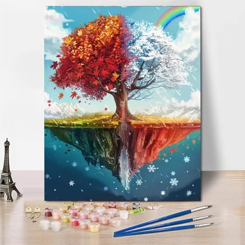 Malen Nach Zahlen Bastelset Erwachsene, Anfänger Malen Nach Zahlen zur Tree Of Life Dream Bastelset Erwachsene Frauen Malen Nach Zahlen für Kinder Pinsel und Acrylfarben, 30x40cm Heimdekoration 4363-B von RNXAOPEN