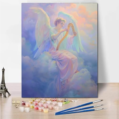 Malen Nach Zahlen Bastelset Erwachsene, Anfänger Malen Nach Zahlen zur White Angel Bastelset Erwachsene Frauen Malen Nach Zahlen für Kinder Pinsel und Acrylfarben, 70x95cm Heimdekoration 4003-L von RNXAOPEN