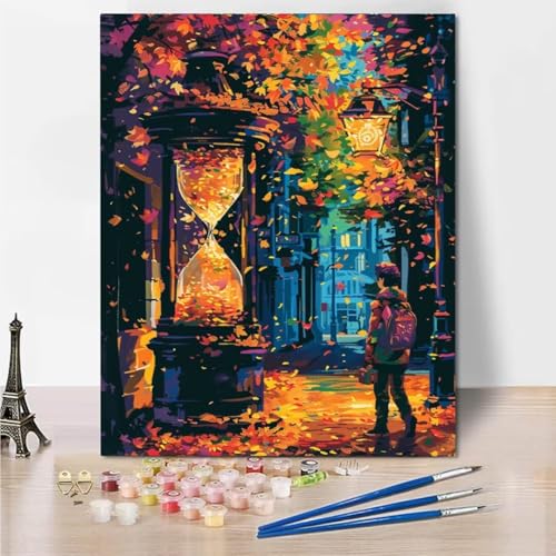 Malen Nach Zahlen Erwachsene, DIY Abstract Hourglass Malen Nach Zahlen Kinder Handgemalt Ölgemälde Leinwand Kits Mit Pinsels und Acrylfarbe Als Geschenke und Heimdekoration, Ohne Rahmen 70x95cm 5095-Y von RNXAOPEN