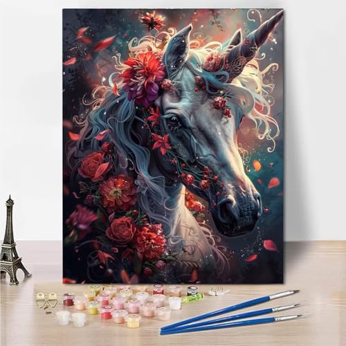 Malen Nach Zahlen Erwachsene, DIY Animal Unicorn Malen Nach Zahlen Kinder Handgemalt Ölgemälde Leinwand Kits Mit Pinsels und Acrylfarbe Als Geschenke und Heimdekoration, Ohne Rahmen 40x50cm 4455-3 von RNXAOPEN