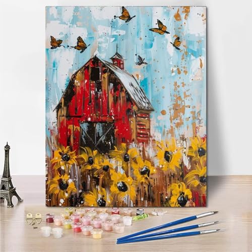 Malen Nach Zahlen Erwachsene, DIY Autumn Butterfly Malen Nach Zahlen Kinder Handgemalt Ölgemälde Leinwand Kits Mit Pinsels und Acrylfarbe Als Geschenke und Heimdekoration, Ohne Rahmen 30x40cm 4615-4 von RNXAOPEN