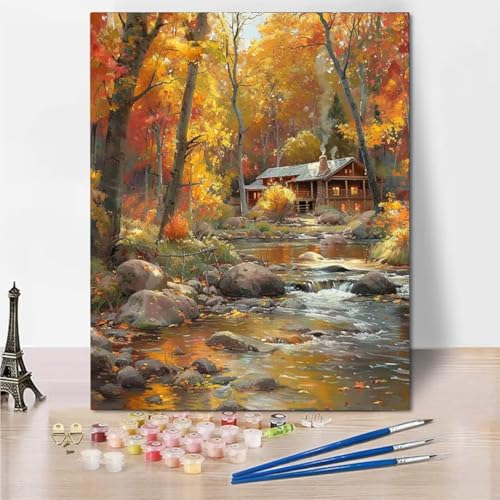 Malen Nach Zahlen Erwachsene, DIY Autumn Tree Malen Nach Zahlen Kinder Handgemalt Ölgemälde Leinwand Kits Mit Pinsels und Acrylfarbe Als Geschenke und Heimdekoration, Ohne Rahmen 30x40cm 5455-U von RNXAOPEN