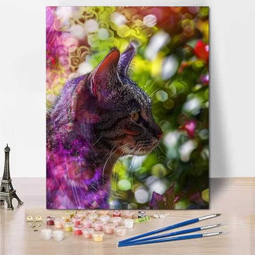 Malen Nach Zahlen Erwachsene, DIY Cat Animal Malen Nach Zahlen Kinder Handgemalt Ölgemälde Leinwand Kits Mit Pinsels und Acrylfarbe Als Geschenke und Heimdekoration, Ohne Rahmen 30x40cm 4895-T von RNXAOPEN