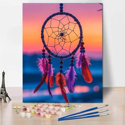 Malen Nach Zahlen Erwachsene, DIY Feather Dream Catcher Malen Nach Zahlen Kinder Handgemalt Ölgemälde Leinwand Kits Mit Pinsels und Acrylfarbe Als Geschenke und Heimdekoration, 100x130cm 6335-6 von RNXAOPEN