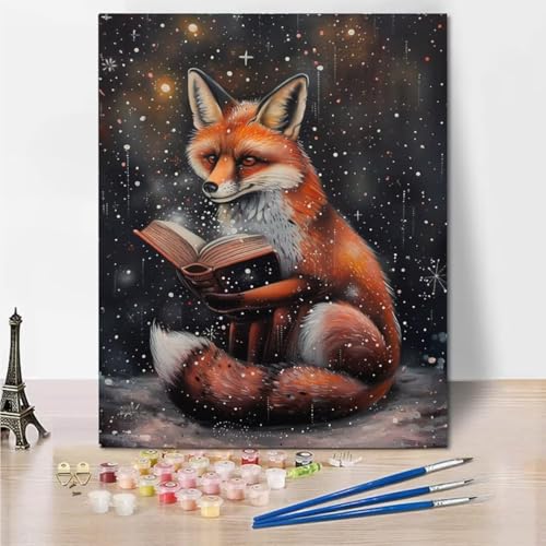 Malen Nach Zahlen Erwachsene, DIY Fox Starry Sky Malen Nach Zahlen Kinder Handgemalt Ölgemälde Leinwand Kits Mit Pinsels und Acrylfarbe Als Geschenke und Heimdekoration, Ohne Rahmen 100x130cm 4655-S von RNXAOPEN