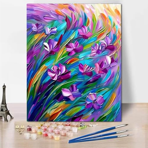 Malen Nach Zahlen Erwachsene, Malen Nach Zahlen Kits auf Leinwand, Abstract Flower Öl Hand Malerei mit Pinseln Malerei Kits Erwachsene Kunsthandwerk für Zuhause Bastelset Erwachsene 70x95cm 6089-P von RNXAOPEN