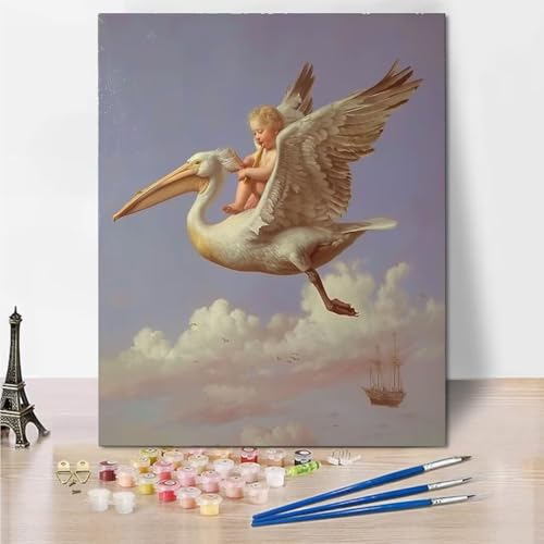 Malen Nach Zahlen Erwachsene, Malen Nach Zahlen Kits auf Leinwand, Animal Bird Öl Hand Malerei mit Pinseln Malerei Kits Erwachsene Kunsthandwerk für Zuhause Bastelset Erwachsene Frauen 60x80cm 4009-P von RNXAOPEN