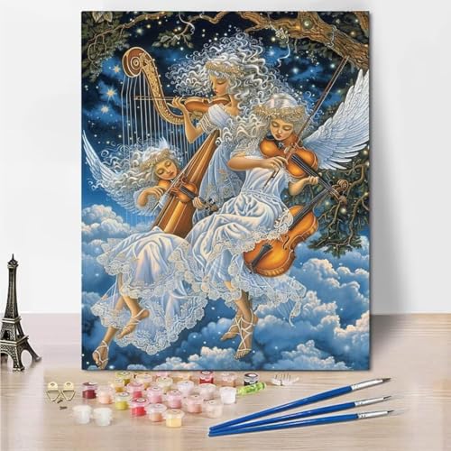 Malen Nach Zahlen Erwachsene, Malen Nach Zahlen Kits auf Leinwand, Starry Sky Angel Öl Hand Malerei mit Pinseln Malerei Kits Erwachsene Kunsthandwerk für Zuhause Bastelset Erwachsene 60x80cm 8209-C von RNXAOPEN