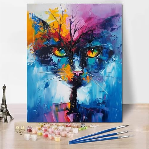 Malen Nach Zahlen Erwachsene Malen-Nach-Zahlen Kinder, DIY Graffiti Cat Handgemalt Ölgemälde Kit für Anfänger und Erwachsene Mit -Pinseln und Acrylfarbe, Ohne Rahmen Heimdekoration 40x50cm 4882-9 von RNXAOPEN