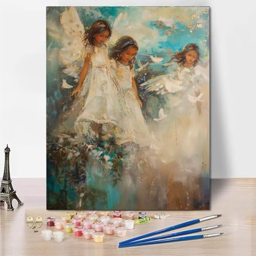 Malen Nach Zahlen Erwachsene Malen-Nach-Zahlen Kinder, DIY White Angel Handgemalt Ölgemälde Kit für Anfänger und Erwachsene Mit -Pinseln und Acrylfarbe, Ohne Rahmen Heimdekoration 100x130cm 8162-8 von RNXAOPEN