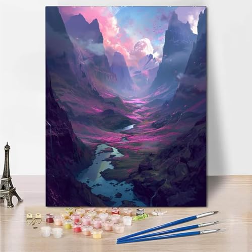 Malen Nach Zahlen Erwachsene kinder Anfänger Malen Nach Zahlen zur , Mountain Cloud DIY Handgemalt Ölgemälde Kit Paint by Numbers Adult Mit - Acrylfarbe knitterfreie Leinwand Kit - 70x95cm 6761-3 von RNXAOPEN