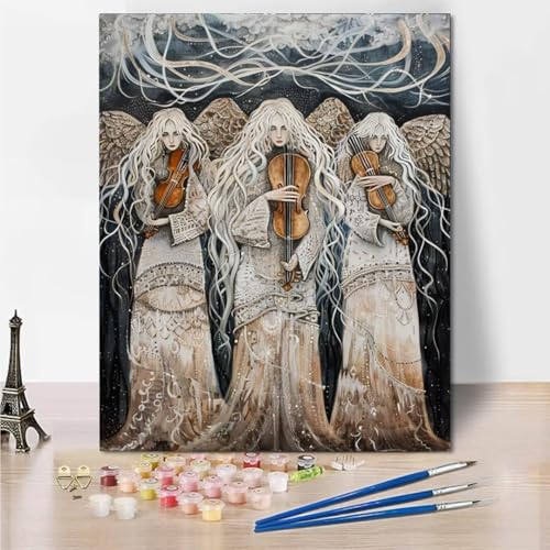 Malen Nach Zahlen Erwachsene kinder Anfänger Malen Nach Zahlen zur , Woman Violin DIY Handgemalt Ölgemälde Kit Paint by Numbers Adult Mit - Acrylfarbe knitterfreie Leinwand Kit - 30x40cm 8241-R von RNXAOPEN