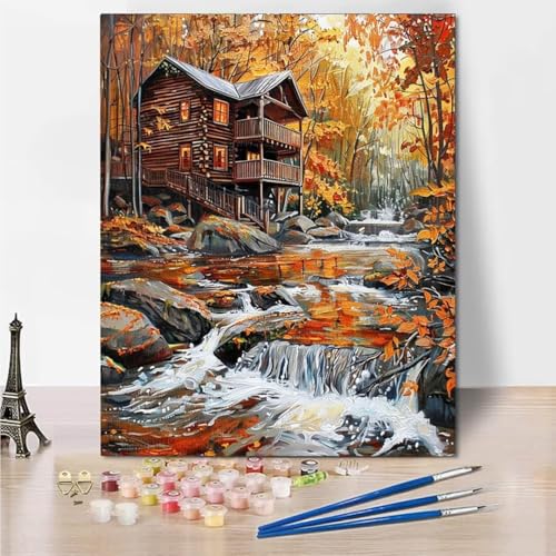 RNXAOPEN DIY Malen Nach Zahlen Erwachsene Autumn Landscape Erwachsene Malen Nach Zahlen Kits auf Leinwand, Malen Nach Zahlen Kunsthandwerk Geschenk für Home Wall Deco 60x80cm rahmenlos 5472-2 von RNXAOPEN