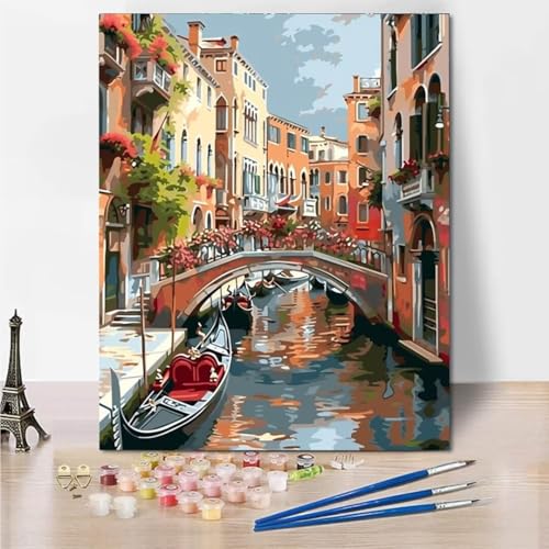 RNXAOPEN DIY Malen Nach Zahlen Erwachsene City Venice Erwachsene Malen Nach Zahlen Kits auf Leinwand, Malen Nach Zahlen Kunsthandwerk Geschenk für Home Wall Deco 70x95cm rahmenlos 5312-5 von RNXAOPEN