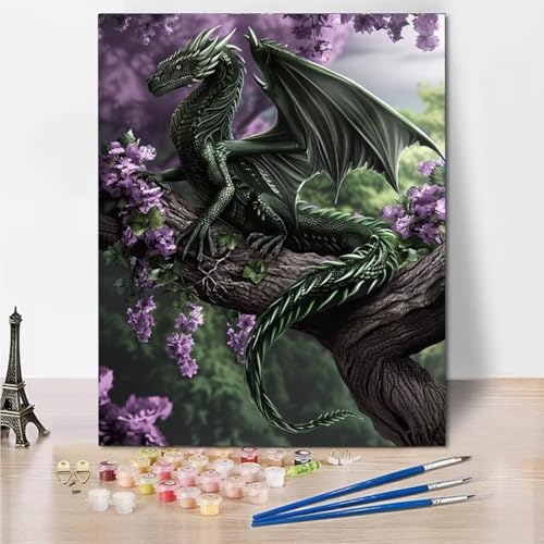 RNXAOPEN DIY Malen Nach Zahlen Erwachsene Landscape Dragon Erwachsene Malen Nach Zahlen Kits auf Leinwand, Malen Nach Zahlen Kunsthandwerk Geschenk für Home Wall Deco 60x80cm rahmenlos 2672-J von RNXAOPEN