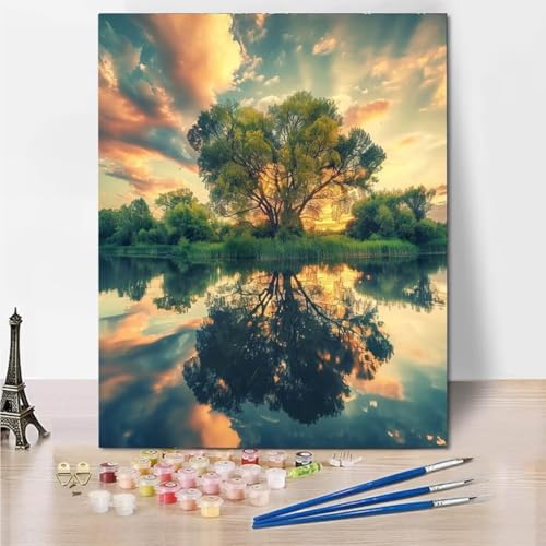 RNXAOPEN DIY Malen Nach Zahlen Erwachsene Plant Lake Erwachsene Malen Nach Zahlen Kits auf Leinwand, Malen Nach Zahlen Kunsthandwerk Geschenk für Home Wall Deco 70x95cm rahmenlos 5592-9 von RNXAOPEN