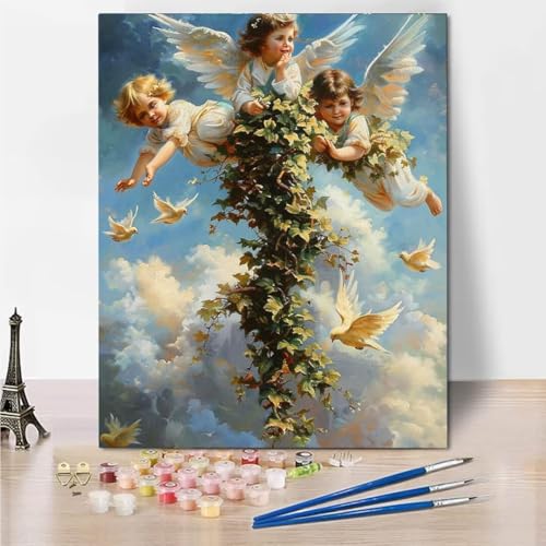 RNXAOPEN DIY Malen Nach Zahlen Erwachsene Sky Angel Erwachsene Malen Nach Zahlen Kits auf Leinwand, Malen Nach Zahlen Kunsthandwerk Geschenk für Home Wall Deco 50x65cm rahmenlos 8152-5 von RNXAOPEN