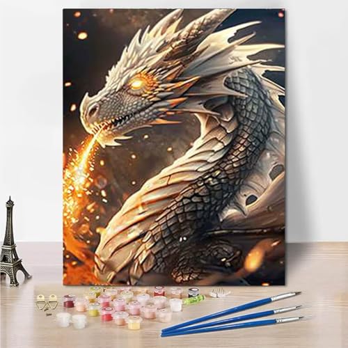 RNXAOPEN Malen Nach Zahlen, Fire Dragon Malen Nach Zahlen Erwachsene, Malen Nach Zahlen Kits für Anfänger, Zuhause Wanddekoration 30x40cm 4664-F von RNXAOPEN