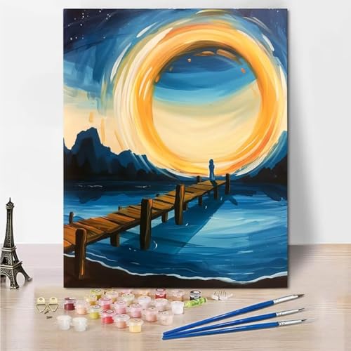 RNXAOPEN Malen Nach Zahlen Bastelset Erwachsene ab Jahre Mädchen und Junge, Malen Nach Zahlen für Kinder Pinsel und Acrylfarben, 30x40cm Bastelset Erwachsene Frauen Starry Sky Pier 4734-Z von RNXAOPEN