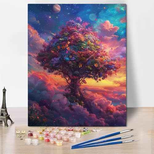 RNXAOPEN Malen Nach Zahlen Bastelset Erwachsene ab Jahre Mädchen und Junge, Malen Nach Zahlen für Kinder Pinsel und Acrylfarben, 40x50cm Bastelset Erwachsene Frauen Dream Tree 4294-S von RNXAOPEN