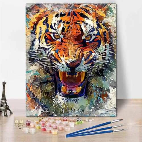 RNXAOPEN Malen Nach Zahlen - Digitale Malerei für Erwachsene Animal Tiger - Bilder malen für Erwachsene, inklusive Pinsel und Acrylfarben, 50x65cm 6269-V von RNXAOPEN