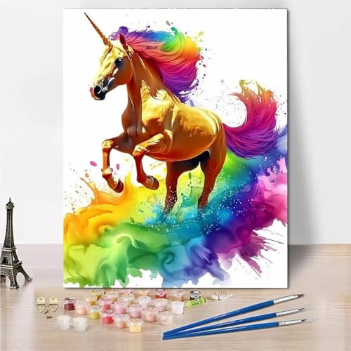 RNXAOPEN Malen Nach Zahlen - Digitale Malerei für Erwachsene Rainbow Horse - Bilder malen für Erwachsene, inklusive Pinsel und Acrylfarben, 100x130cm 5229-W von RNXAOPEN