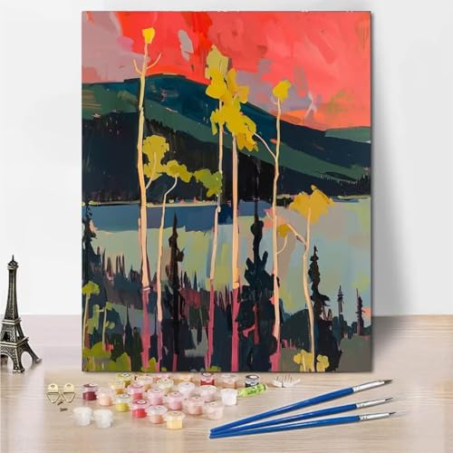 RNXAOPEN Malen Nach Zahlen Erwachsene, Abstract Impressionism Landschaft Mit Knitterfreie Leinwand, Pinsels Und Acrylfarbe - Diy Handgemalt öLgemäLde Kit Als Geschenk 50x65cm 6696-7 von RNXAOPEN