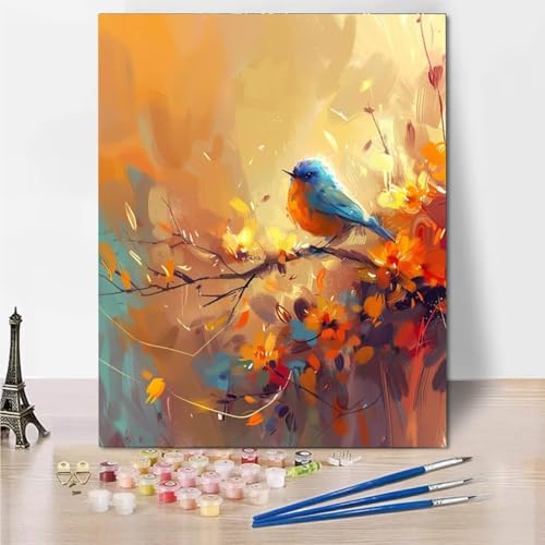 RNXAOPEN Malen Nach Zahlen Erwachsene, DIY Abstract Bird Ölgemälde Leinwand Set mit Pinsel und Acrylpigment für Frauen Home Deko Geburtstag Weihnachten Geschenk - 40x50cm 5687-E von RNXAOPEN