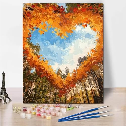 RNXAOPEN Malen Nach Zahlen Erwachsene, DIY Handgemalt Ölgemälde Kit für Anfänger und Erwachsene Mit 3-Pinseln und Acrylfarbe, Tree Forest Ohne Rahmen 60x80cm 6599-U von RNXAOPEN