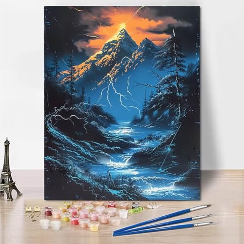 RNXAOPEN Malen Nach Zahlen Erwachsene, DIY Landscape Lightning Handgemalt Ölgemälde Leinwand Kits, Anfänger Paint by Numbers Malen Nach Zahlen zur Heimdekoration, Kein Rahmen 30x40cm 4846-L von RNXAOPEN