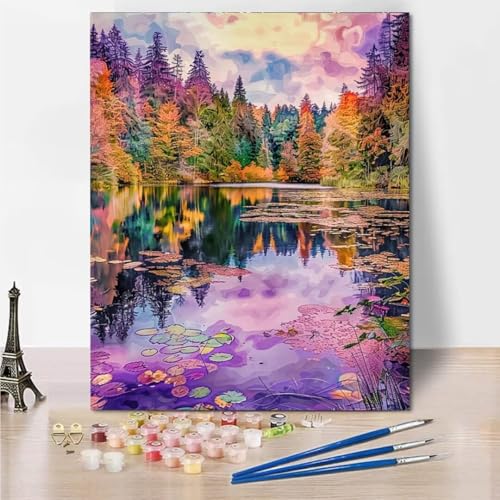 RNXAOPEN Malen Nach Zahlen Erwachsene, Landscape Lake Landschaft Mit Knitterfreie Leinwand, Pinsels Und Acrylfarbe - Diy Handgemalt öLgemäLde Kit Als Geschenk 100x130cm 5936-9 von RNXAOPEN