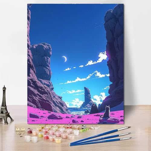 RNXAOPEN Malen Nach Zahlen Erwachsene, Malen Nach Zahlen Kinder Anfänger, Cartoon Mountain DIY Paint by Numbers Ölgemälde Leinwand Kit für Geschenke und Home Wand Dekor 100x130cm 5768-T von RNXAOPEN