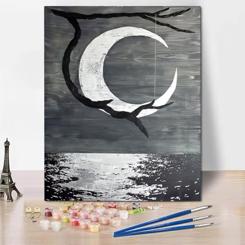 RNXAOPEN Malen Nach Zahlen Erwachsene, Malen Nach Zahlen Kinder Anfänger, Moon Lake DIY Paint by Numbers Ölgemälde Leinwand Kit für Geschenke und Home Wand Dekor 100x130cm 4088-K von RNXAOPEN