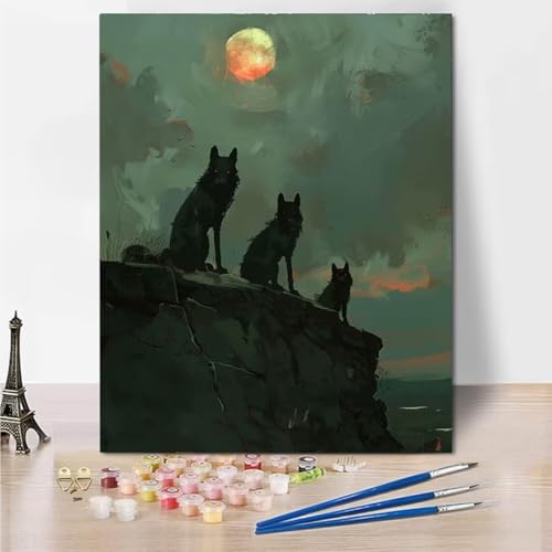 RNXAOPEN Malen Nach Zahlen Erwachsene, Malen Nach Zahlen Kinder Anfänger, Simplicity Wolf DIY Paint by Numbers Ölgemälde Leinwand Kit für Geschenke und Home Wand Dekor 100x130cm 8288-8 von RNXAOPEN