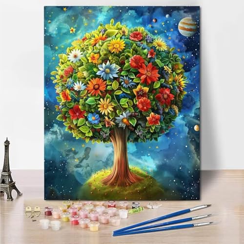 RNXAOPEN Malen Nach Zahlen Erwachsene, Paint by Numbers Malen Nach Zahlen Kinder Flower Tree Anfänger, DIY Handgemalt Ölgemälde Leinwand für Home Décor, Ohne Rahmen 60x80cm 4317-D von RNXAOPEN