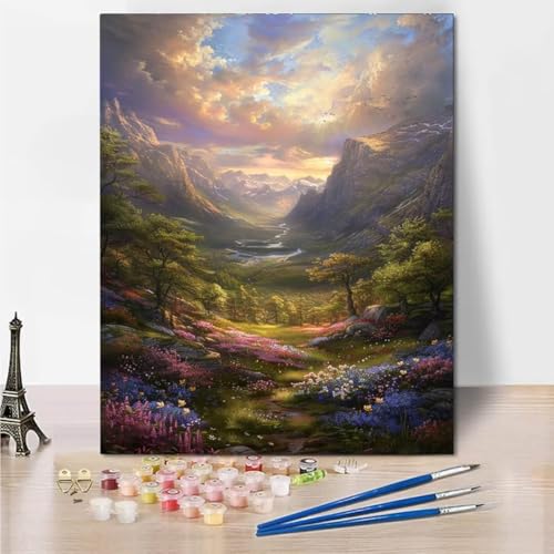 RNXAOPEN Malen Nach Zahlen Erwachsene,Bastelset für Erwachsene Malen Nach Zahlen 60x80cm Bastelset für erwachsene Frauen, Plant Sky, Acrylfarben, Leinwand, Pinsel 6788-7 von RNXAOPEN