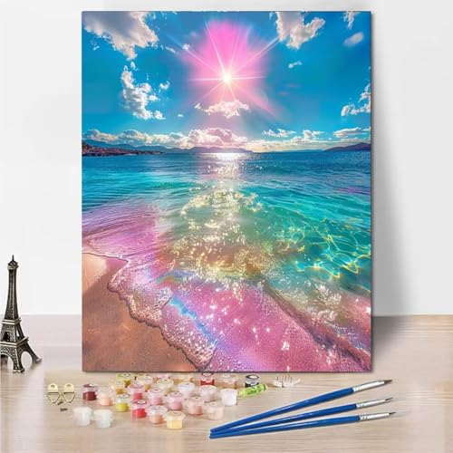 RNXAOPEN Malen Nach Zahlen Erwachsene Bastelset für Erwachsene Colorful Beach, ohne Rahmen inklusive Pinsel und Acrylfarben - 40x50cm 7626-4 von RNXAOPEN