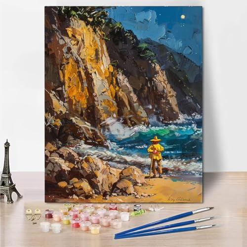 RNXAOPEN Malen Nach Zahlen Erwachsene Bastelset für Erwachsene Starry Sky Beach, ohne Rahmen inklusive Pinsel und Acrylfarben - 70x95cm 5746-5 von RNXAOPEN